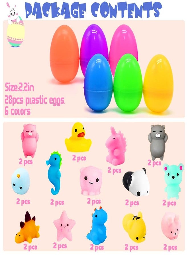 LUKBERA 28Pcs Easter Eggs Prefilled with Mochi Squishy Toys, Mini Kawaii Animals Squishies Stress Relief for Kids Easter Egg Hunt Easter Basket Stuffers School Classroom Gifts - Image 2
